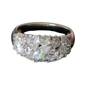 Cubic Zirconia Cluster Ring Silver Size 8